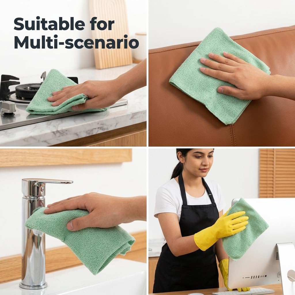 HASTHIP 20 Pcs Microfiber Cleaning Cloth Roll, Reusable Perforated Towels for Home, Kitchen and Car