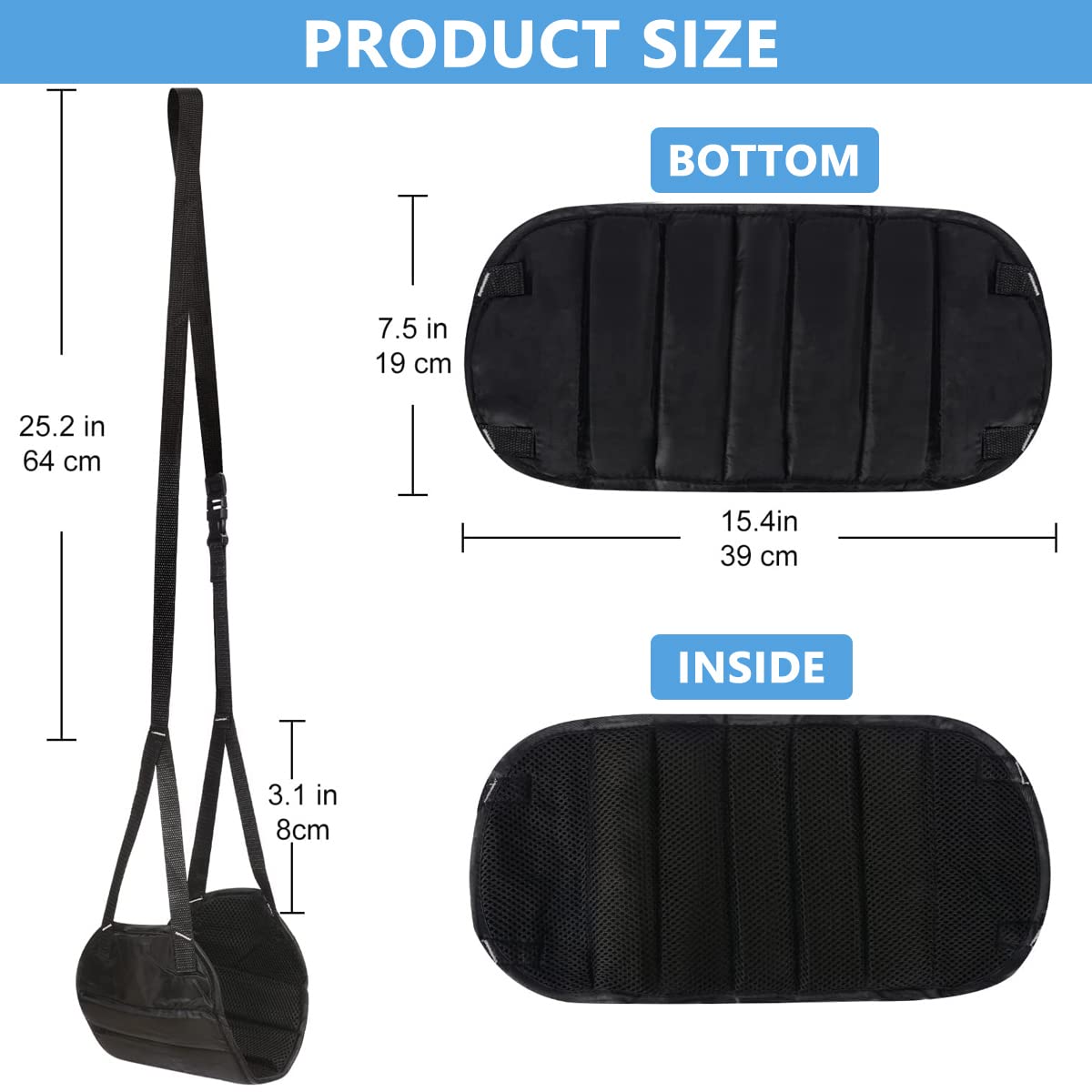 HASTHIP Airplane Footrest for Travel with Hanging Hammock Support and Storage Bag | 3PCS Black