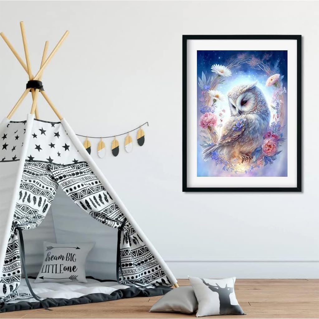 HASTHIP Diamond Painting Kit for Home Decor including 11.8x15.7in Owl Art | Gift for Kids & Adults