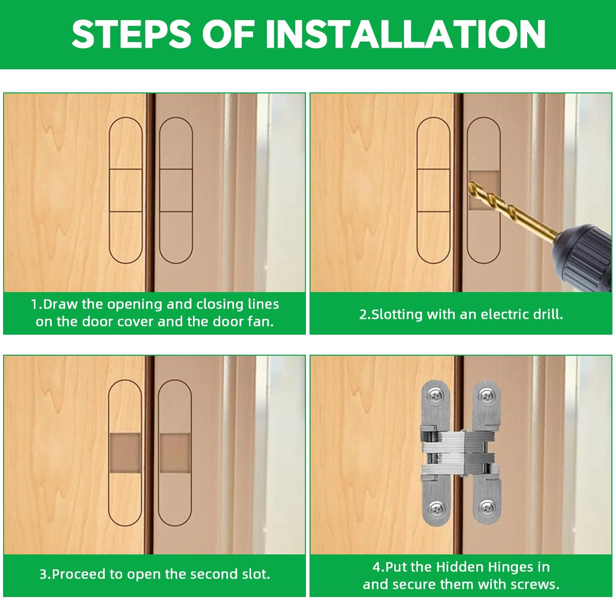 HASTHIP® 2Pcs Hidden Door Hinges for 25mm Thickness Door