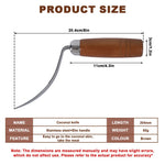 HASTHIP Coconut Pulp Scraper Tool for Easy Pulp Removal with Curved Blade and Wooden Handle