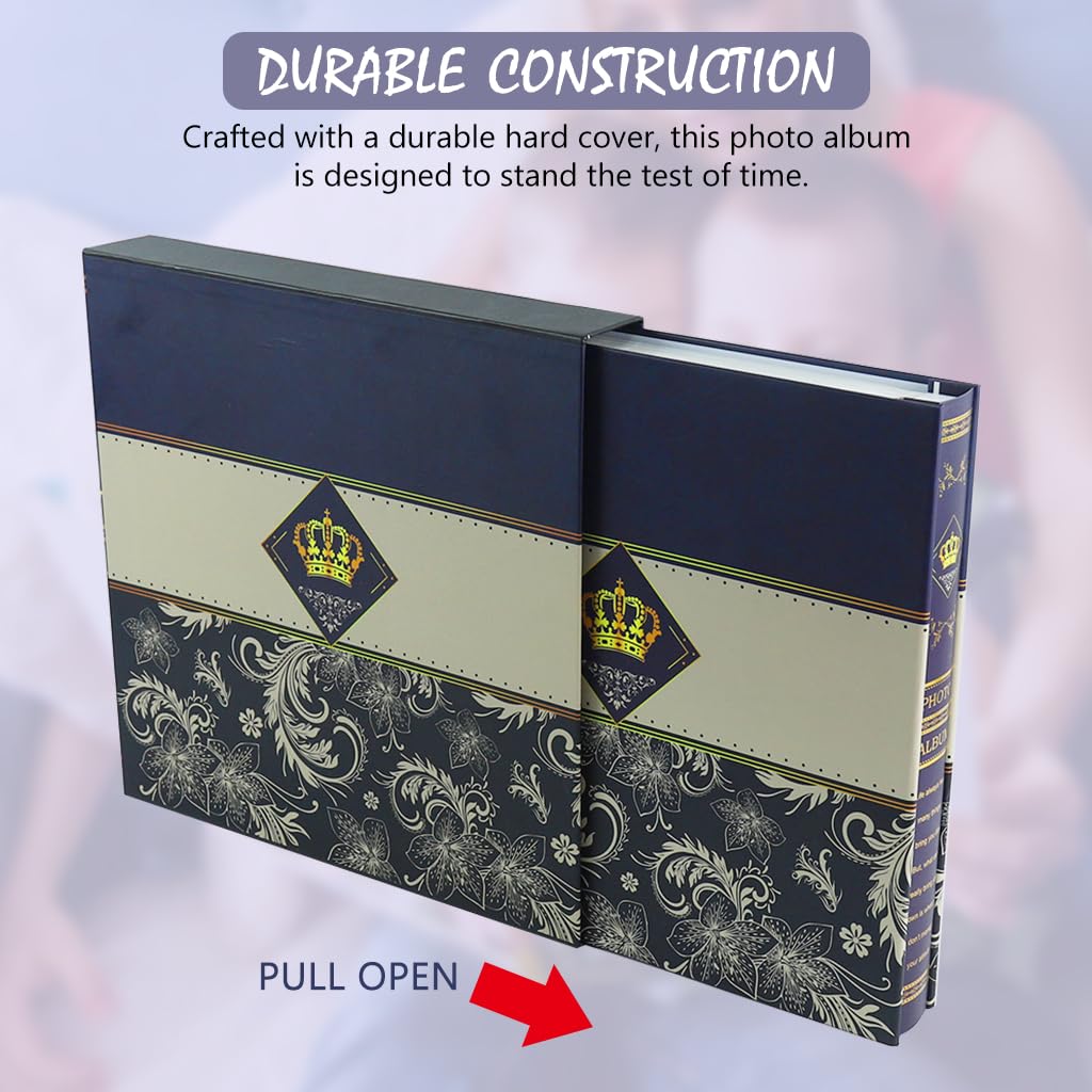 HASTHIP Photo Album for 4x6 and 5x7 Photos with 600 Pockets and Vintage Embossed Cover | Blue