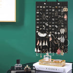 HASTHIP Wall Hanging Jewellery Organizer for Earrings and Necklaces with 35x70 cm Felt Board | Black Storage Display for Women