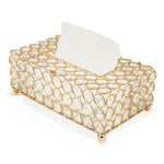 HASTHIP Tissue Box Holder for Bathroom and Dresser featuring Crystal Beads and Metal Frame 9x3.93x5.1 in