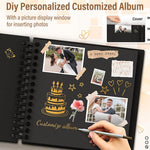 HASTHIP DIY Scrapbook Photo Album Kit for Weddings and Anniversaries with Ribbon Closure 80 Pages Black | Perfect Memory Gift