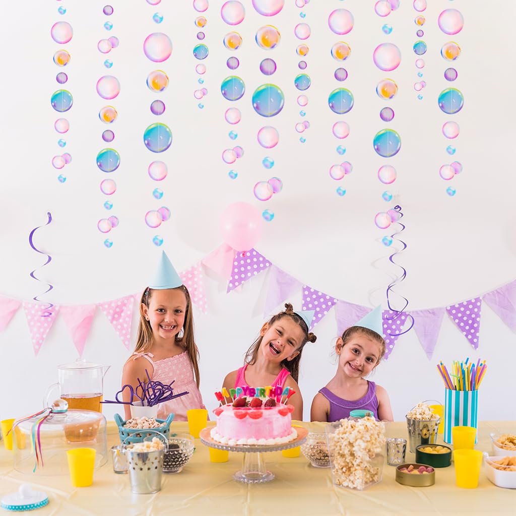 HASTHIP Stringed Beading Decorations for Room and Party featuring 72 in PVC Bubbles | 4pcs Mixed Color Hanging Set