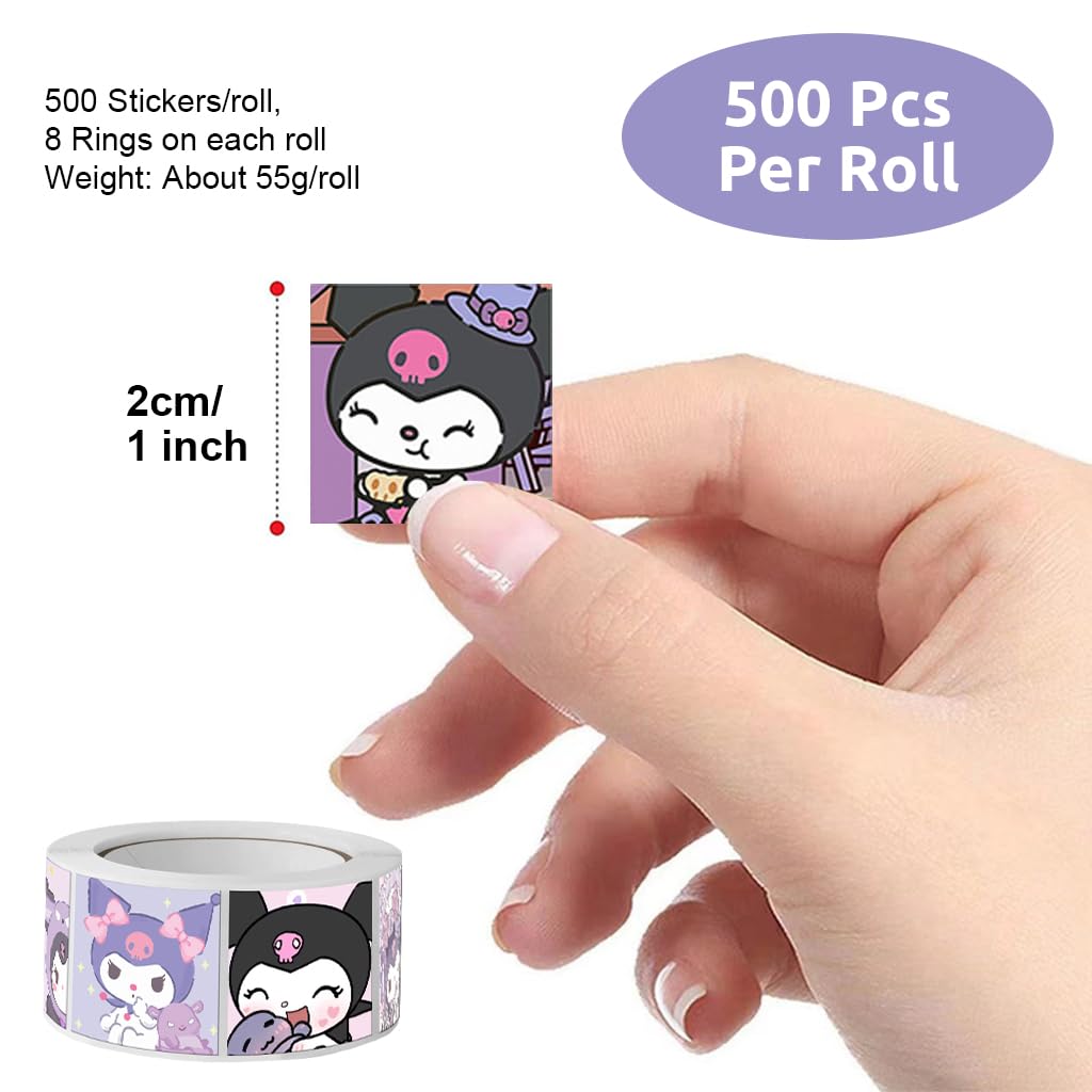 HASTHIP® 500Pcs Kuromi Stickers - 8 Designs Kuromi & Melody Stickers, Cute Stickers Decals Assorteds Kawaii Sticker Gifts for Kids Teens Girls Adults, Ideal DIY Decor & Gift for Sanrio Fans