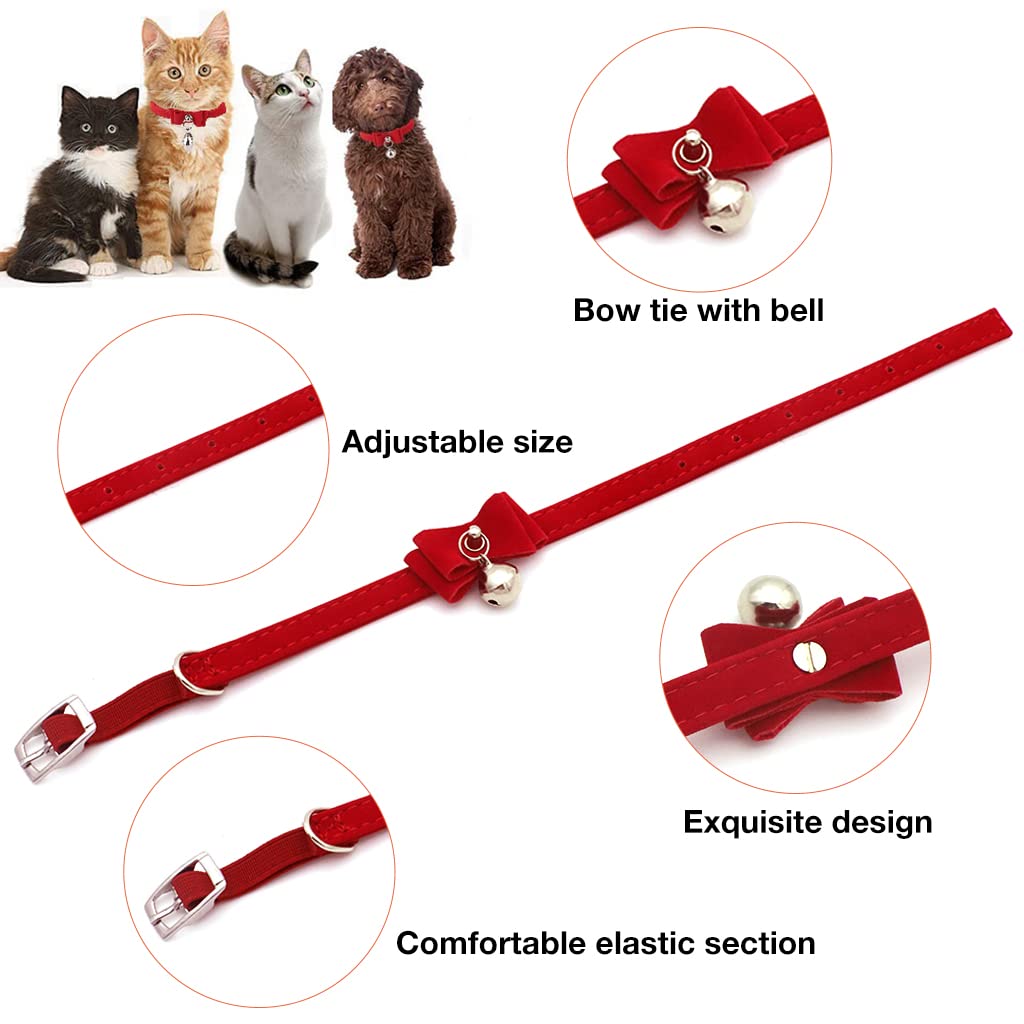 HASTHIP Cat Collar for Small and Medium Cats with Safety Breakaway Buckle and Bell | Adjustable 33.5 cm Red Velvet Strap