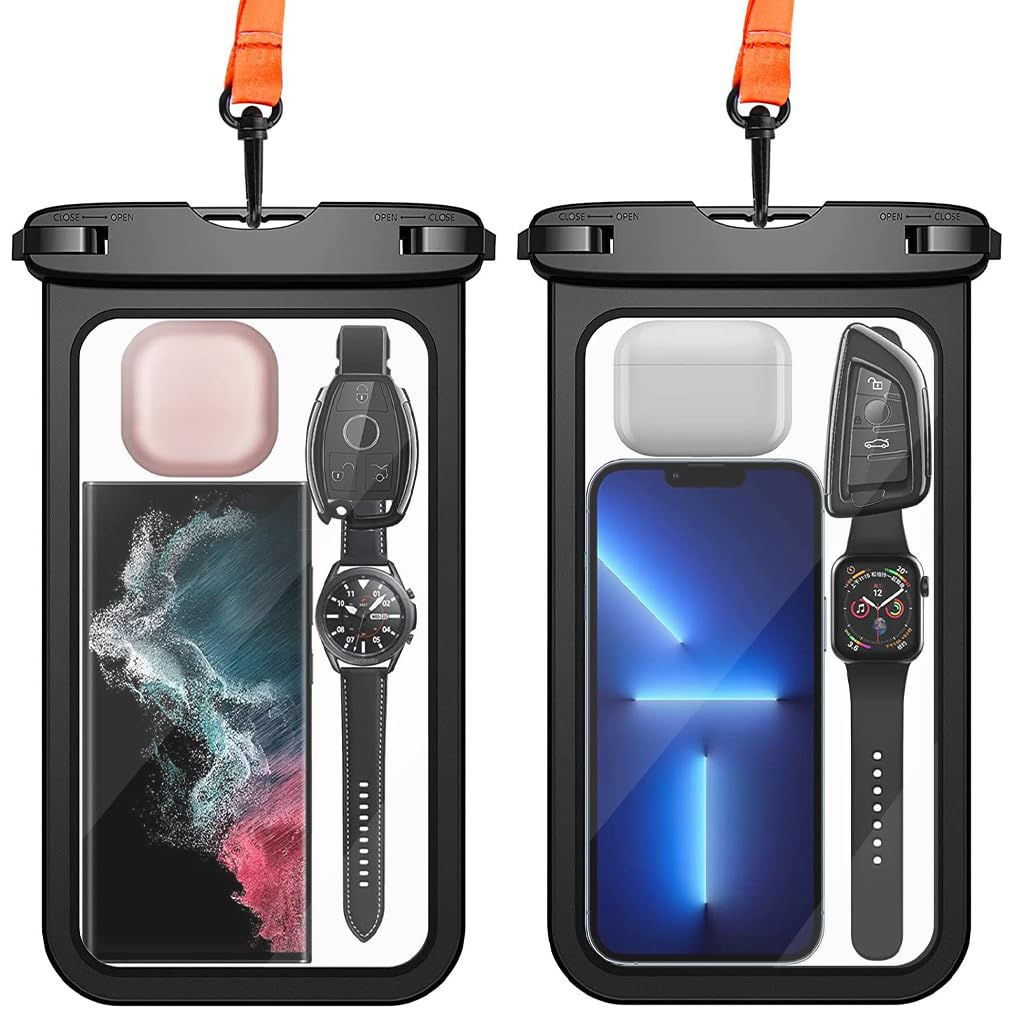 HASTHIP® Funda Impermeable Flotante para Móvil [hasta 10 Pulgadas],Bolsa Estanca Universal IPX8 con Cuerda para iPhone 16 Pro Max/15/14/13/12/11,Galaxy S25 Ultra/S24/S23,Dry Bag Play