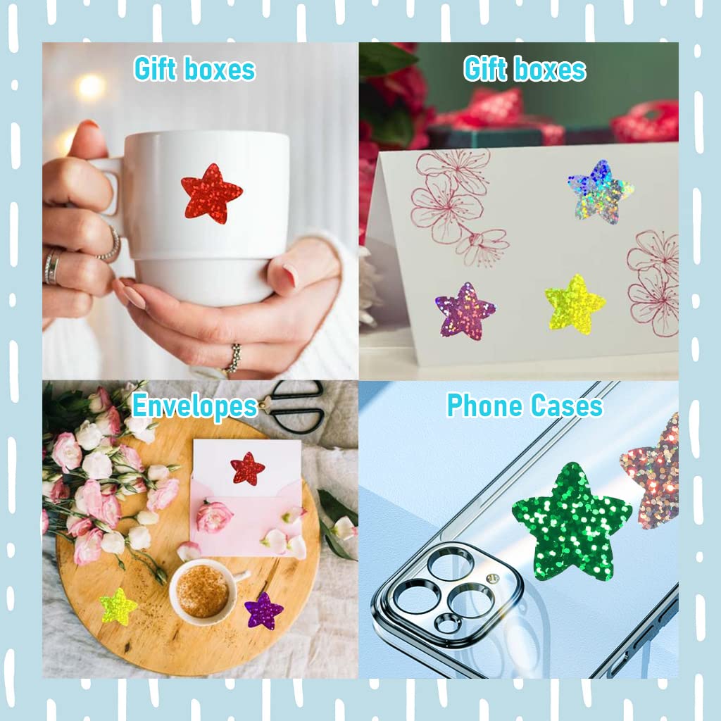 HASTHIP Paper Glitter Star Wall Stickers for Reward Charts with 500 pcs 1 in size | 8 Colors