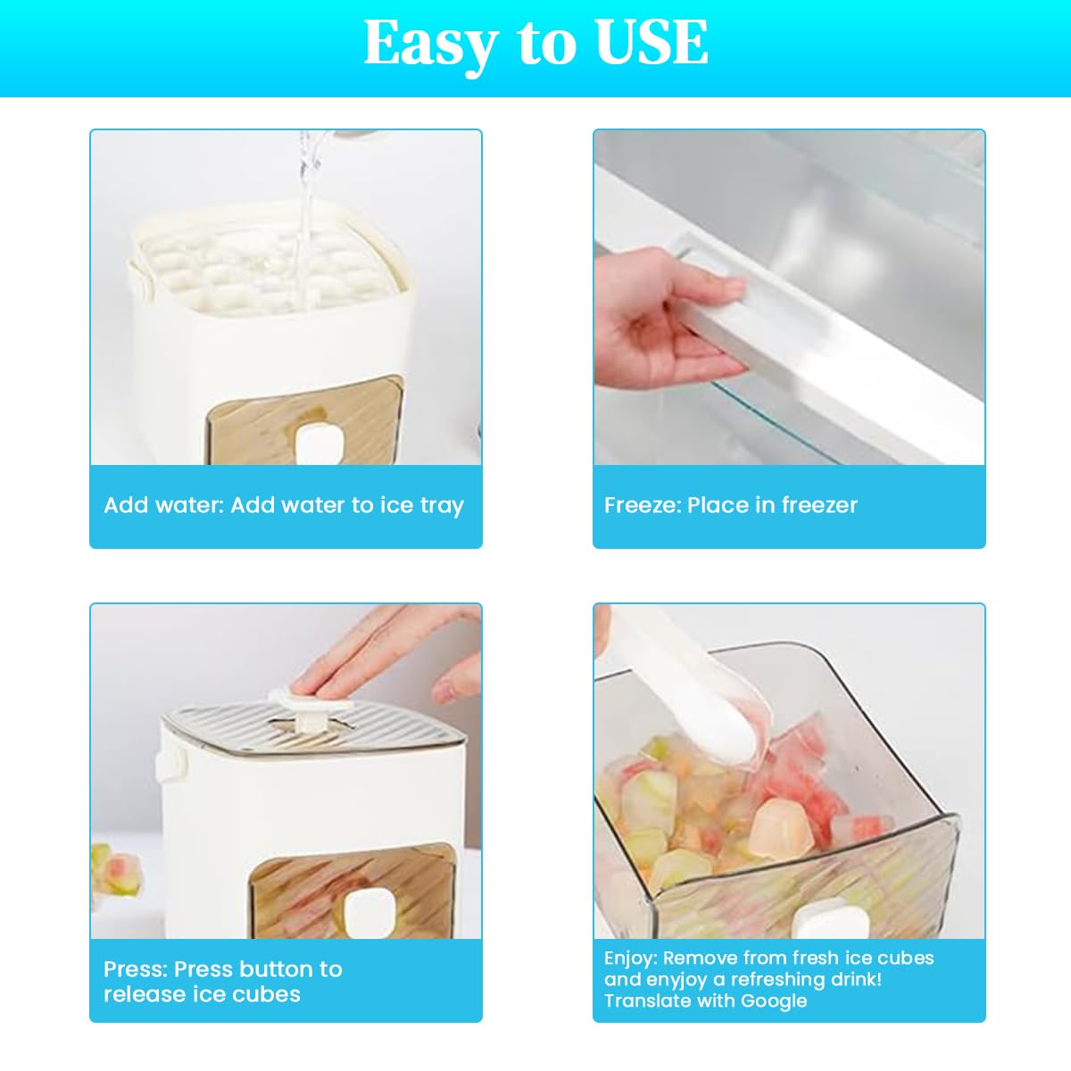 HASTHIP Ice Cube Maker with 48 Cavity Double Layer Mold and Tongs for Home Bar Use