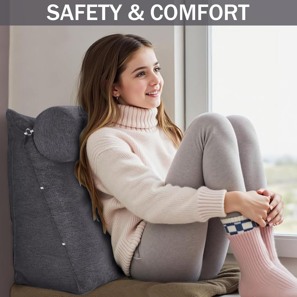 HASTHIP Backrest Pillow for Reading and Relaxing with Adjustable Cylindrical Support 45x45x20cm | Soft Cushion for Bed or Sofa