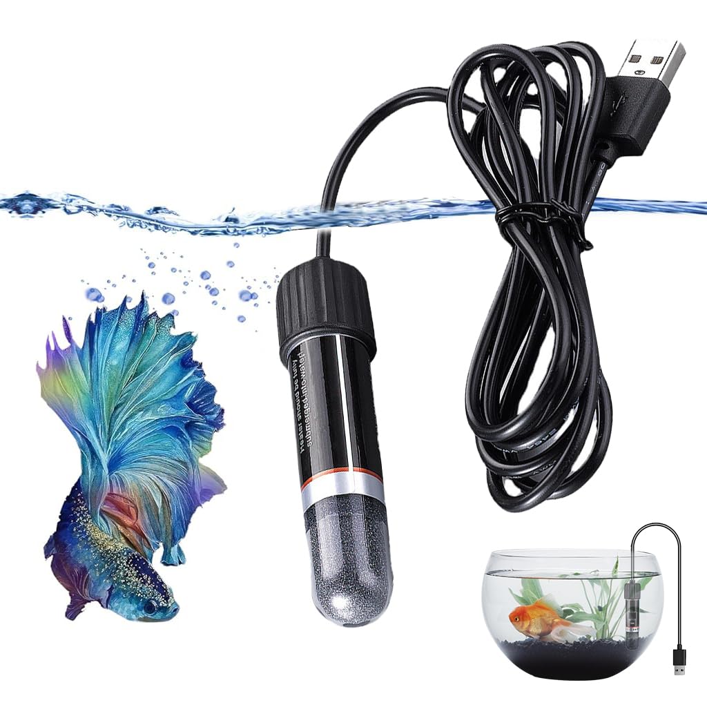 HASTHIP Mini Tank Heater for Small Betta Aquariums with USB Plug featuring 10W 26°C Control