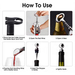 HASTHIP Wine Opener Set for Kitchen and Bar with 4 pcs Stainless Steel Tools | Corkscrew Foil Cutter Aerator and Stopper