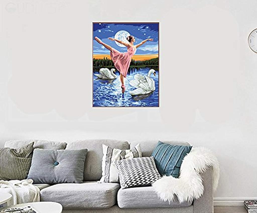 HASTHIP® Wood DIY Oil Painting Paint by Numbers for Kids and Adults Beginners Kits with Brushes Multicolor 3PCS