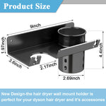 HASTHIP Hair Dryer Stand for Bathroom and Salon with 3 in 1 Organizer | Carbon Steel Wall Mount