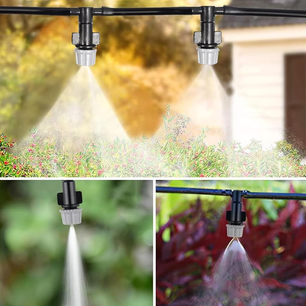 HASTHIP® Automatic Garden Watering System - Slow Drip Irrigation Kit with 10 Tee Connector - Garden Water Dripper for Plant with 10M Long Drip Irrigation Pipe Outdoor Lawn & Garden Watering Equipment