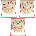 HASTHIP Greeting Card for Birthday with Pop Up 3D Cake Design and Envelopes 3PCS Set