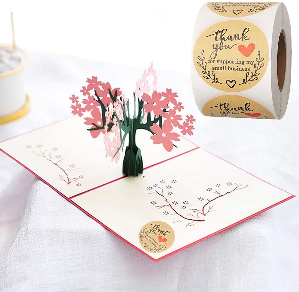 500 Pcs 2 Inch Thank You for Supporting My Business Gift Paper Labels Stickers, Gift Handmade Labels for Christmas Craft Card Making (Yellow1)