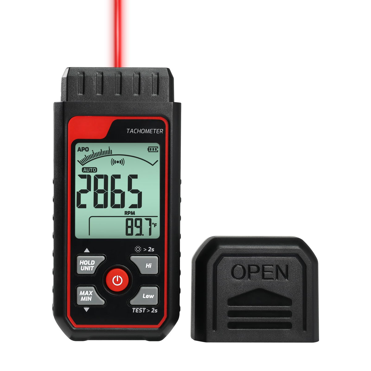 HASTHIP® Non-Contact Digital Tachometer RPM Meter Speed Gauge Laser Photo Tachometer with 3~99999 RPM Range, Backlit Display | Analog Bar Scale | Custom Alarms for HVAC Motor Engine Speed Tester