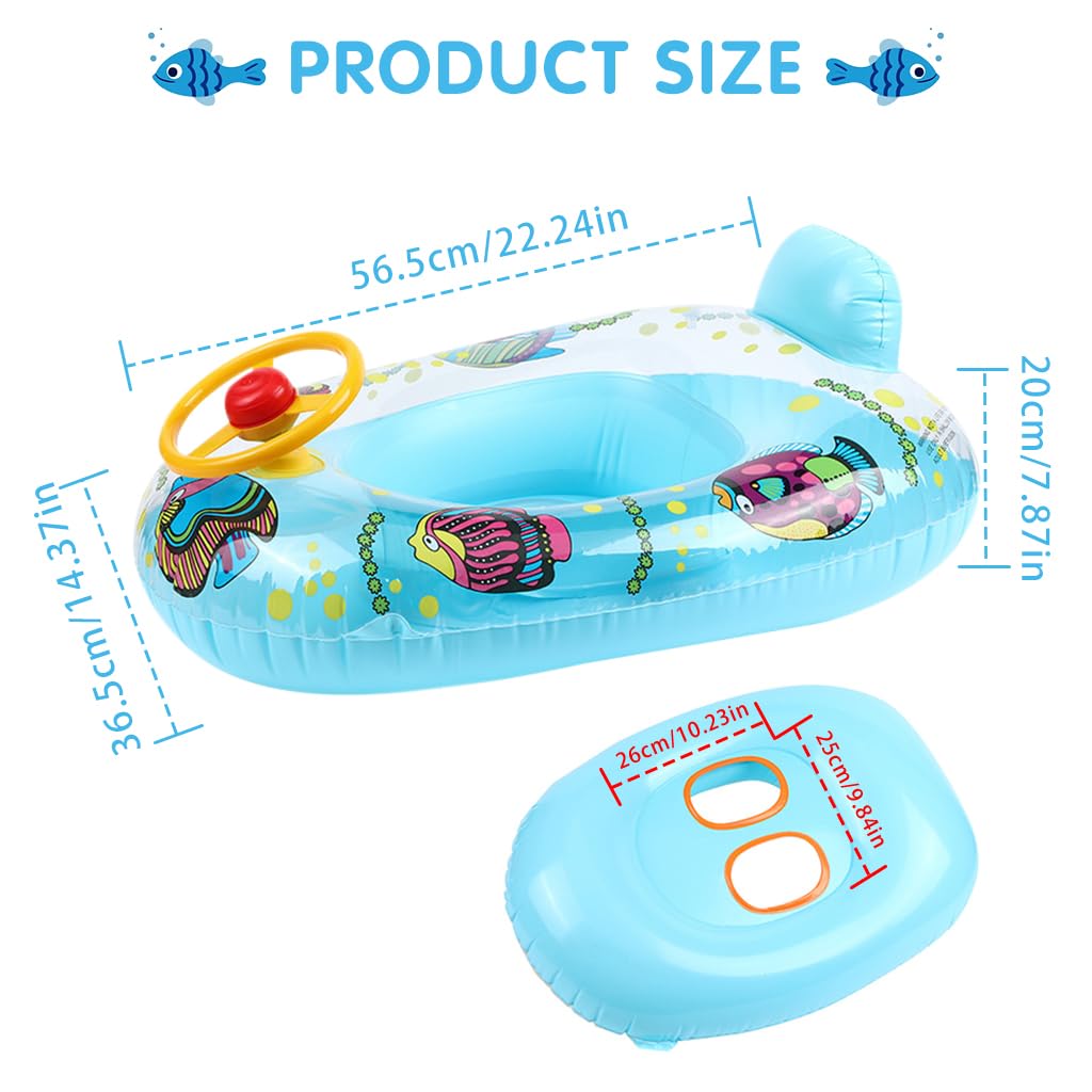 HASTHIP® Inflatable Swimming Tube for Toddlers 3-5 Years, with Cartoon Steering Wheel & Horn, Durable PVC, Leakproof Valve, 55-57cm Ideal - Fun & Safe Pool Float for Beach & Indoor Pools