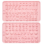 HASTHIP® Moldes de Silicona Alfabeto y Números 2PCS,Moldes de Chocolate No Adhesivos para Repostería,Decoración Pasteles Cupcakes Caramelos y Fondant - Rosa
