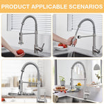 HASTHIP Kitchen Faucet for Double Sink with 360° Flexible Spout and Telescopic Retainer Arm | Stainless Steel Installation Kit