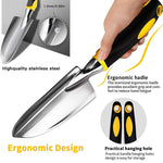 5Pcs Gardening Tools for Garden Home Patio, Heavy Duty Aluminum Tools Set with Gardening Transplanting Spade, Cultivator, Pruner, Trowel and Gardening Gloves, Durable Gardening Accessories