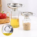 HASTHIP® Canning Funnel for Kitchen Use with Handle Multipurpose 304 Stainless Steel Wide Mouth for Mason Jars Oil Dispenser Large Funnels 5.8X2.3inch 3PCS