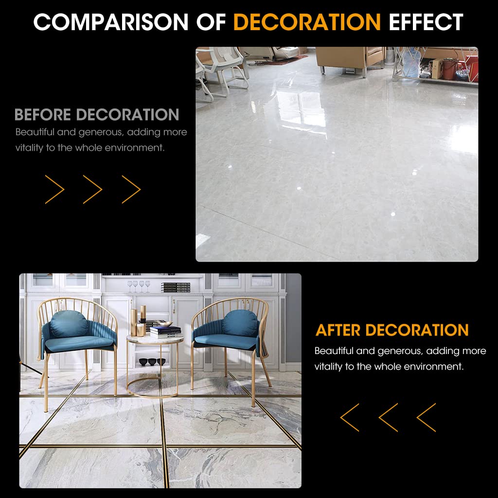 HASTHIP Floor Tiles Stickers for Walls and Floors with Self Adhesive PVC Design 2.5cm×5m | Black Golden Waterproof Tape