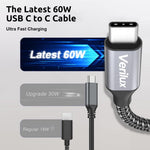 HASTHIP® Cable USB C a USB C 60W 5A Carga Rápida y Transferencia de Datos 480Mbps,Cable Trenzado de Nailon Resistente 5m Tipo para Teléfonos,Tablets y Portátiles Alta Compatibilidad