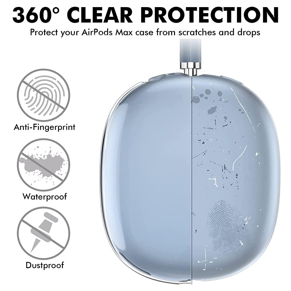 HASTHIP® Clear Case for AirPods Max Anti-Scratch TPU Cover for AirPods Max, One Pair TPU Protective Clear Case for AirPods Max, Accessories for AirPods Max