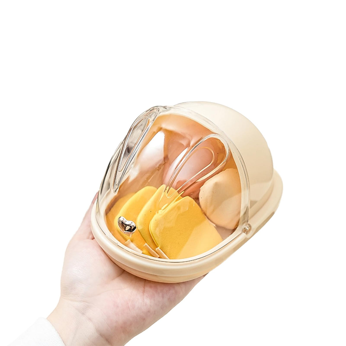 HASTHIP® Makeup Sponge Case - Flip Lid Makeup Sponge Beauty Blender Organizer Box Present for Women (Light Yellow, One Size)