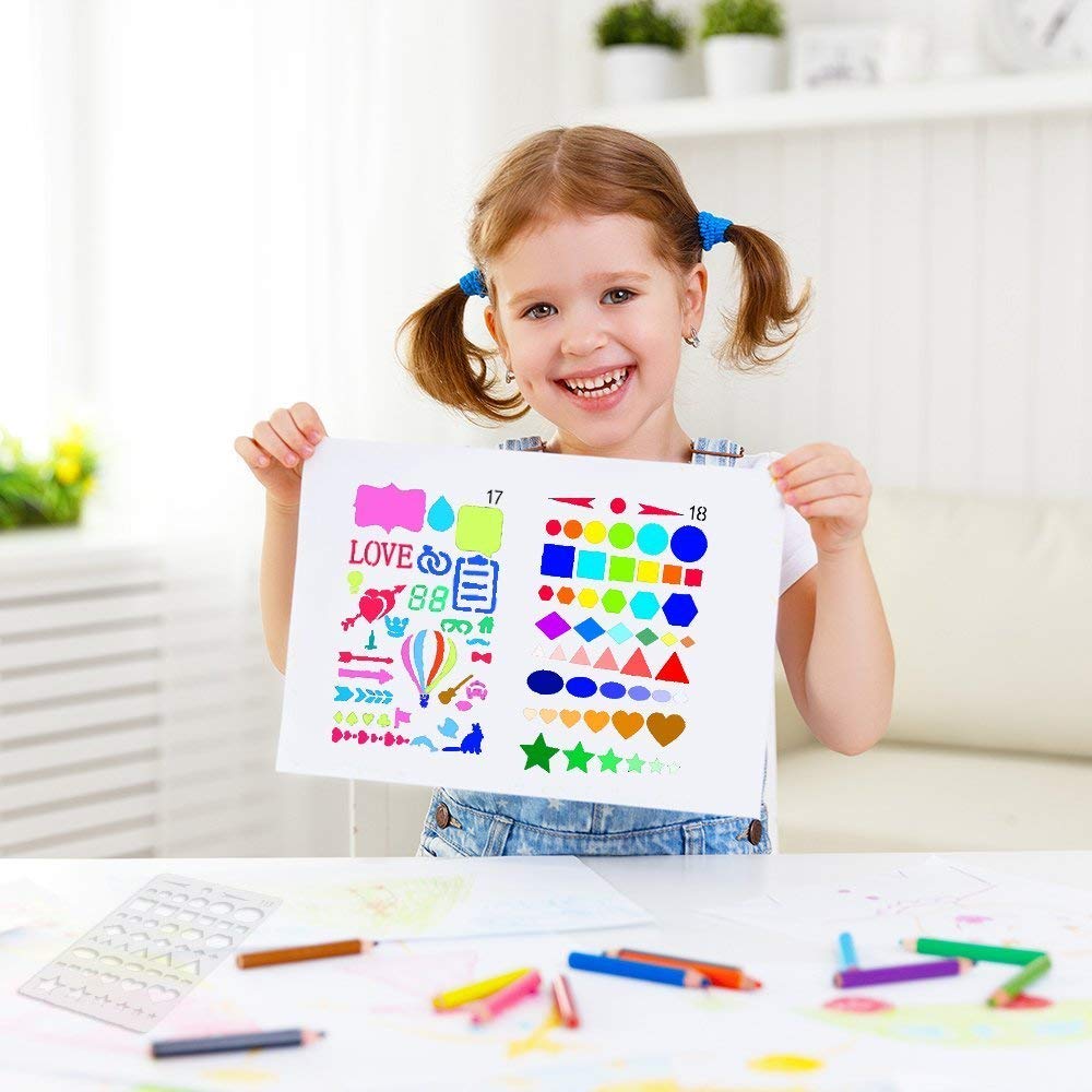 HASTHIP Journal Stencil Set for DIY Art and Scrapbook Projects with 20 PCS 4x7 in PET Templates | Safe for Kids and Adults