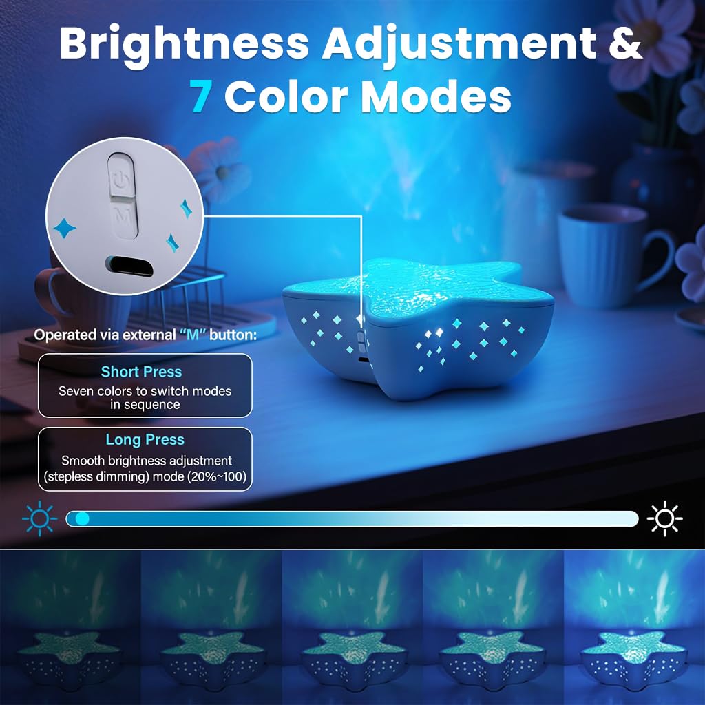 HASTHIP Ocean Wave Projector Night Light with 7 Water Ripple Modes