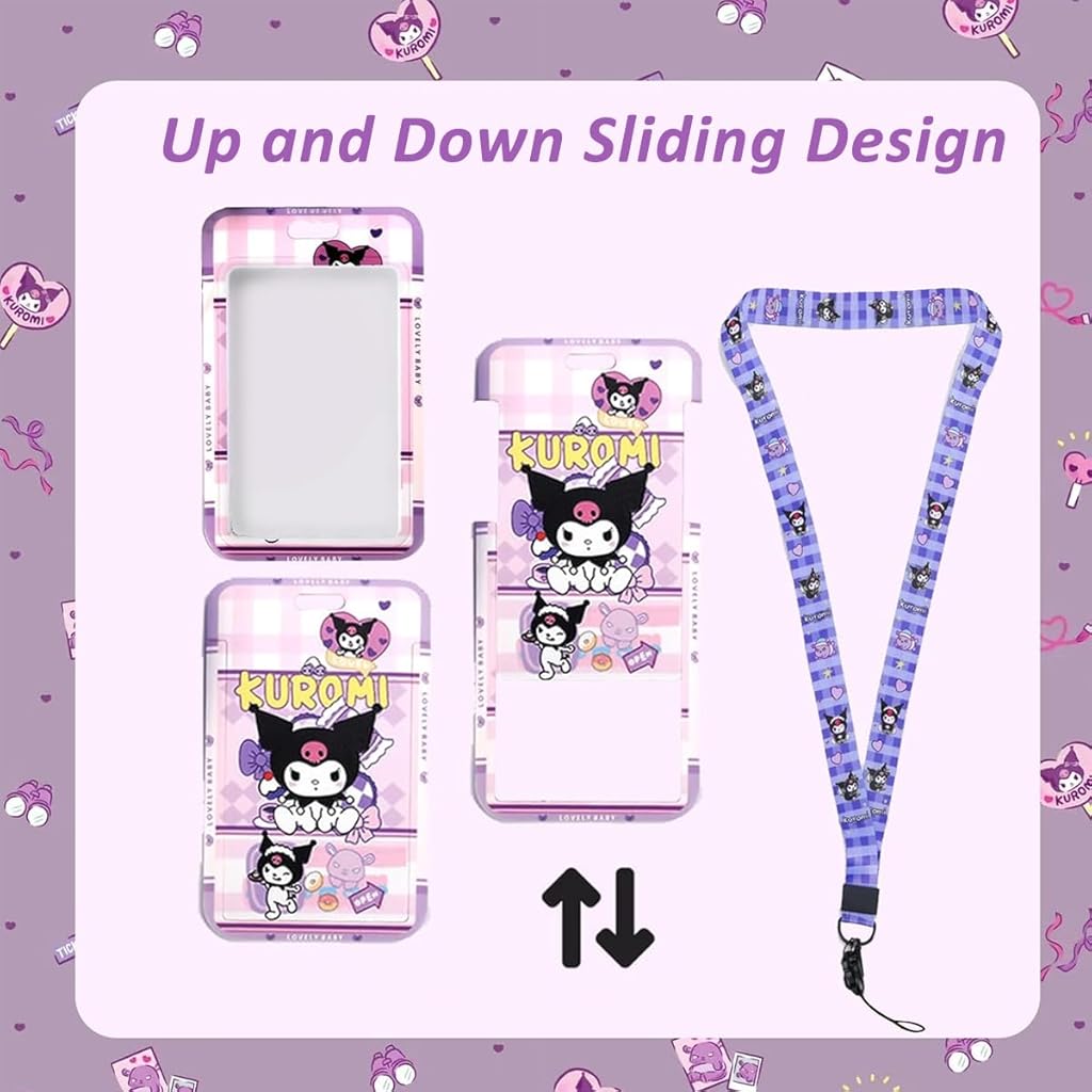 HASTHIP® 23Pcs Kawaii Kuromi School Supplies Set, Kawaii Stationeries Set with Notebook Pencil Pouch, Click Pens, Card Holder, Book Markers, 50Pcs Kuromi Stickers, Note Stickers, Girls School Gift Set