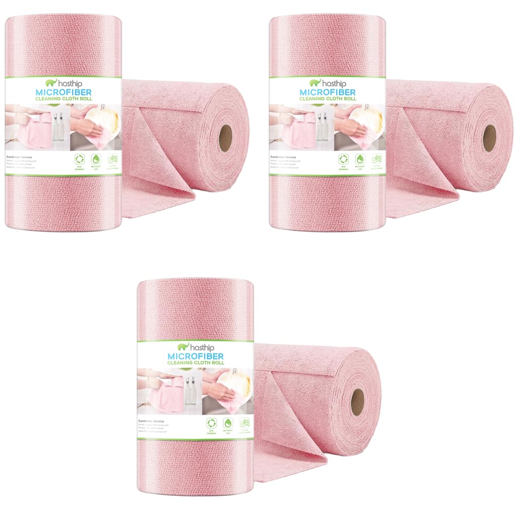 HASTHIP Microfiber Cleaning Cloth Roll for Kitchen with 150 Pre-Cut 25x25cm Reusable Wipes