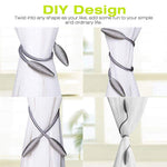HASTHIP Curtain Tiebacks for Living Room and Bedroom with Strong Magnet 48cm Grey | Woven Polyester Design