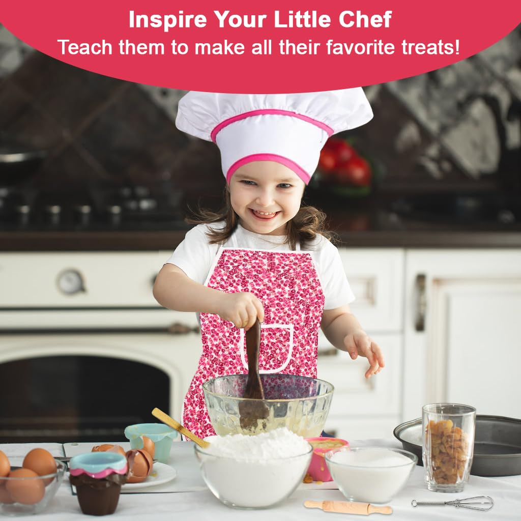 HASTHIP Kids Baking Set for Pretend Play with 7Pcs Tools and Waterproof Apron | Gift for Girls