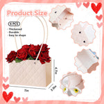 6pcs Gift Packing Basket Paper Flower Basket with Handles Luxury 3D Embossing Flower Basket Flower Arrangement Basket Home Decoration Wedding Flower Basket(Not Included Flowers)