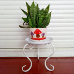HASTHIP Plant Stand for Indoor and Outdoor with 23x23cm Round Tray | White Iron 2 Pack