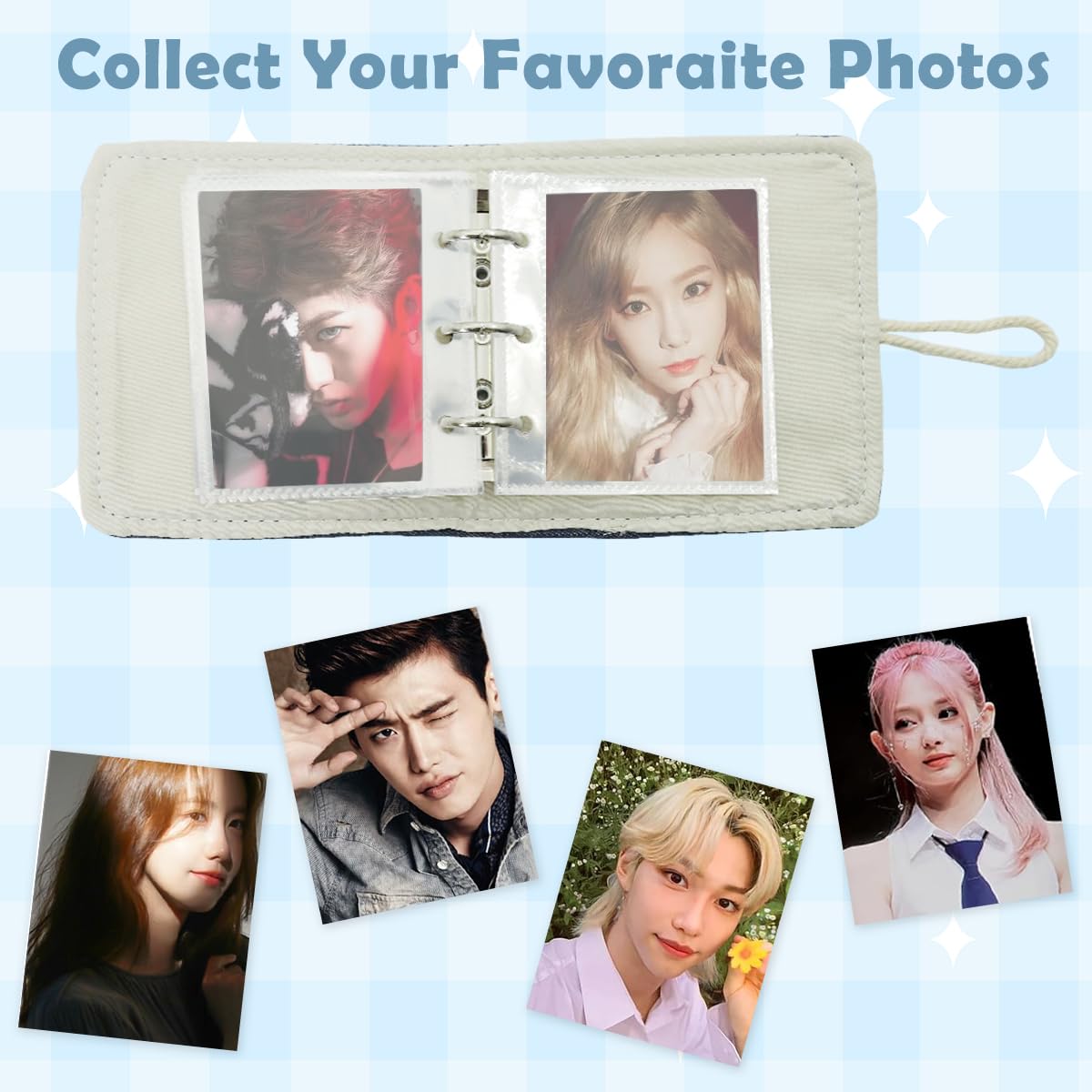 HASTHIP Pocket Photo Album for Kpop Cards with 20 Double Sided Pockets and Patchwork Cover | DIY Gift