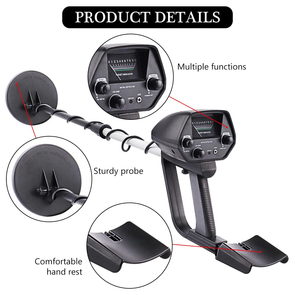 HASTHIP® Metal Detector for All Metal - IP67 Waterproof Metal Detector Machine with Indicator - Support Earphone & Adjustable Volume - Suitable for Coins, Metal Objects & Gold (Without Battery)