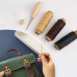HASTHIP Leather Sewing Repair Kit 12 pcs for Sofas and Shoes with Wooden Awl & 7 Needles | DIY Stitching Tools
