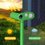 Outdoor Ultrasonic Pest Repeller - Solar Lizard Repellent & Snakes Repellent - Dog Repellent Device with Infrared Sensor & Flashing Lights for Garden & Patio - Pigeon Repellent for Balcony