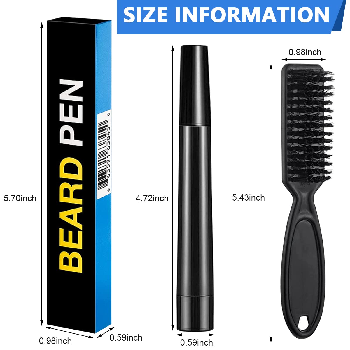 MAYCREATE® Beard Pencil Filler For Men Barber Styling Pen with Bristle Beard Brush Waterproof, Sweat Proof Natural Shaping Up for Men Beard, Moustache & Eyebrows(Dark Brown)