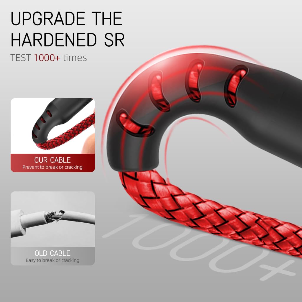 HASTHIP® Cable de Carga USB C 16.4ft 3.1 Tipo C para iPhone 15,62W PD,Transferencia de Datos 480Mbps Cable Extra Largo Nailon Trenzado Compatible con Teléfonos Tabletas PS5 - Rojo
