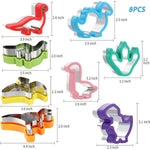 8Pcs Dinosaur Cookie Cutters Set Stainless Steel Cookie Cutter Mold Fruit Slice Mold Cake Molds for DIY, Kitchen, Baking, Kids Dinosaur Theme Birthday Party Supplies Favors