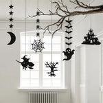 HASTHIP Halloween Spooky Ornaments for Party and Home Decor featuring 6 Designs | Black Paper Hanging Garland