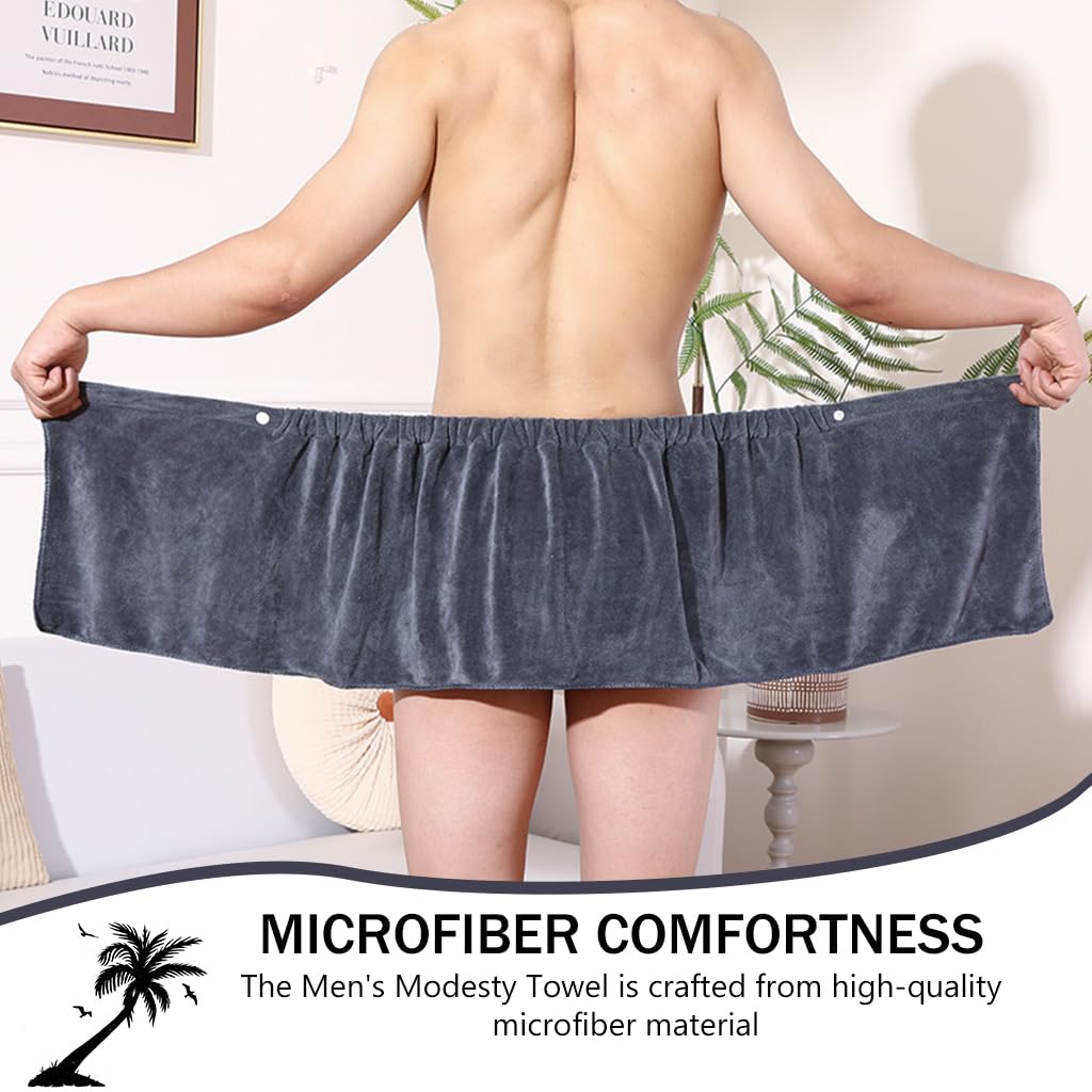 HASTHIP Bath Towel for Men with Snap Button Closure and Elastic Waist | 12 x 55 in Soft Microfiber Quick Dry Wrap